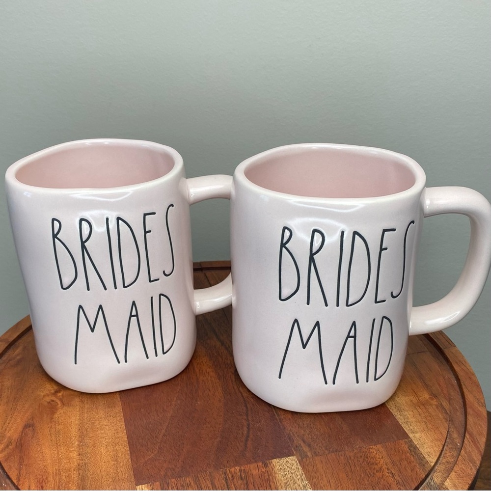 (2) RAE DUNN Pink BRIDES MAID mugs